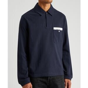 Palm Angels Polo Shirt Size SEE MEASUREMENTS Navy Blue Sartorial Tape Long Sleev